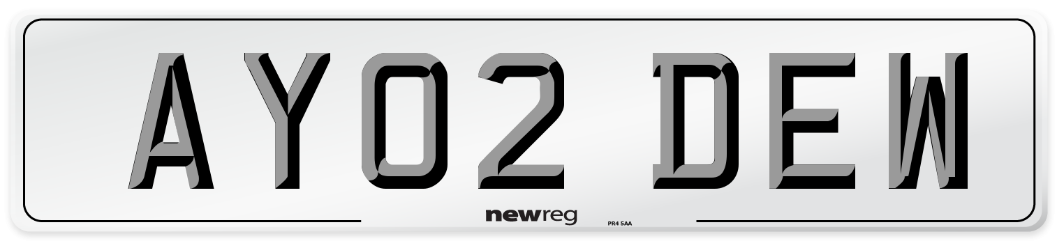 AY02 DEW Number Plate from New Reg